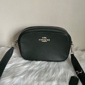 Coach Jamie Camera Bag Hunter Green Pebbled Leather Crossbody Gold Hardware